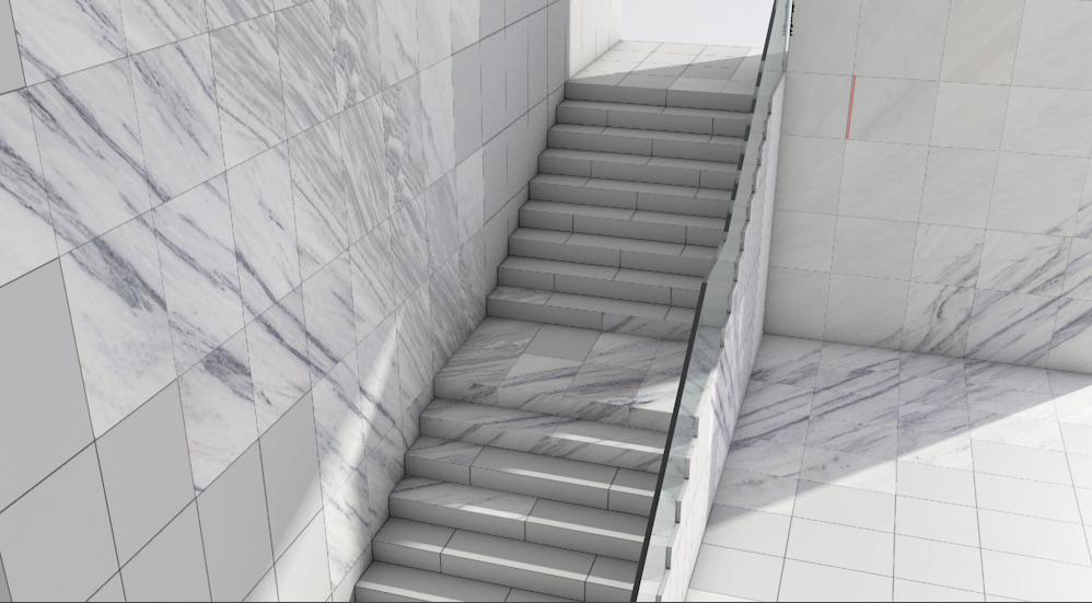 Test-Rendering für die optische Wirkung des verlegten Steins während dem digitalen Dry-Layout der Gesamtfläche