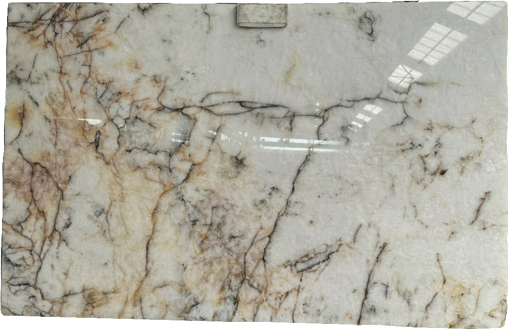 Customized Crystallo Quartzite Slabs Brown, Golden