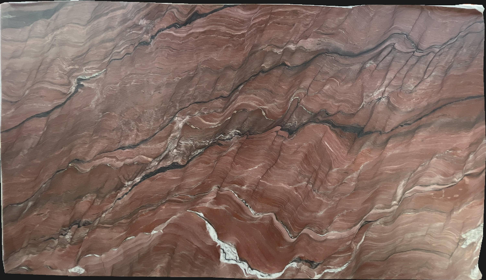Fusion Red Quartzite Slabs Distributor Strong Veining