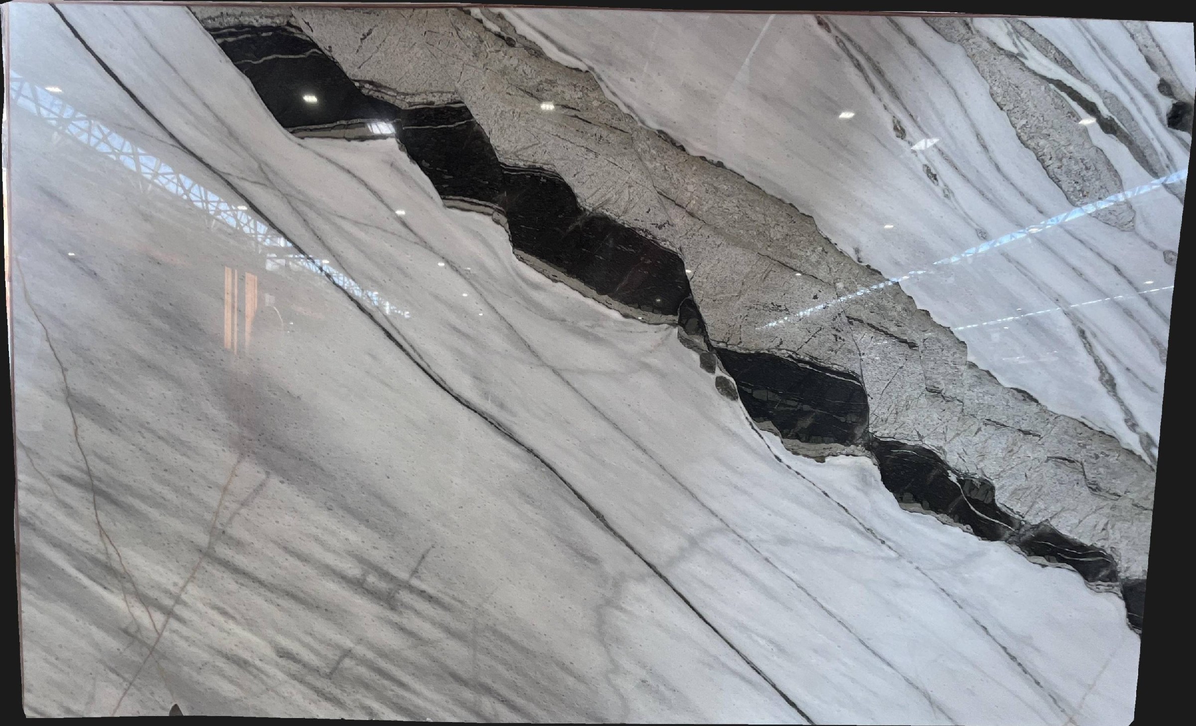 High Quality Black Swan Marble Slabs Strong Veining